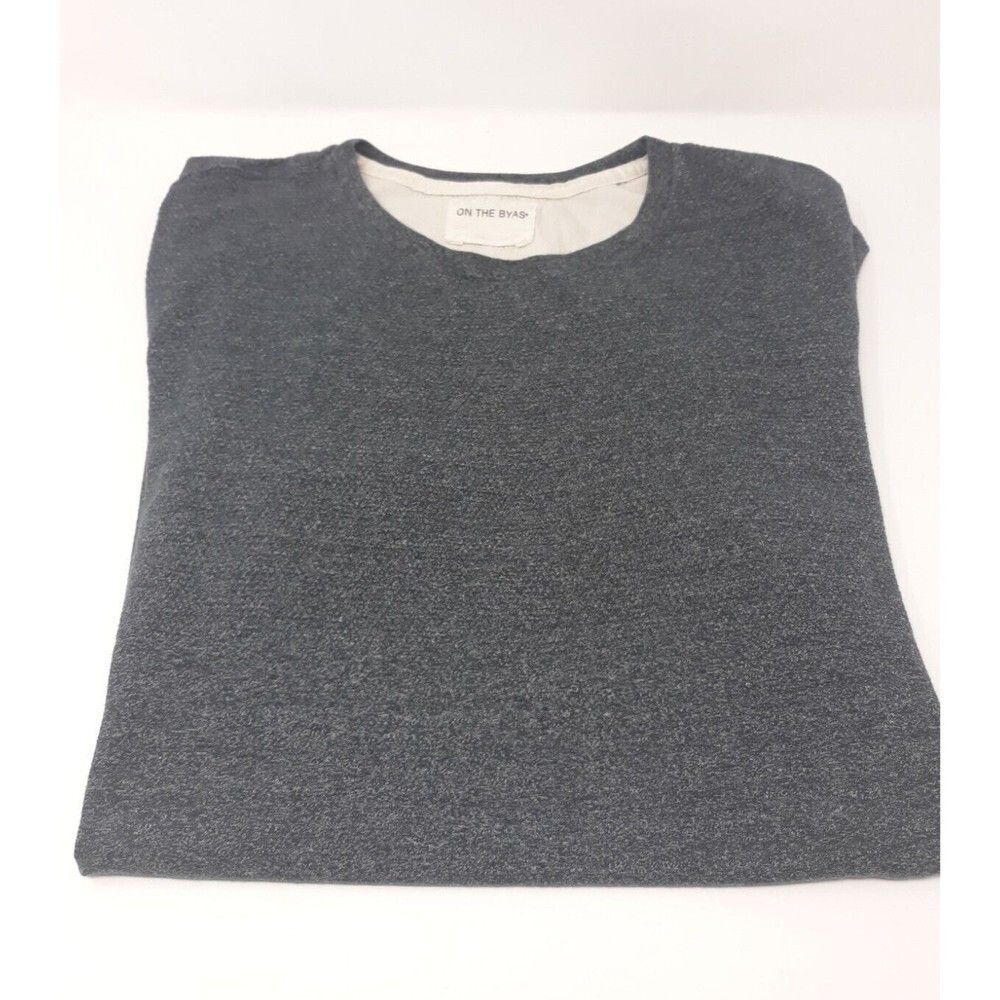 On The Byas Mens Longer Length TShirt Crew Gray Textured Short Sleeve L Tall